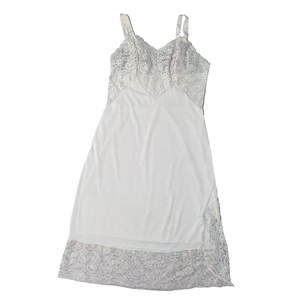 Vintage Aristocraft by Superior Baby Pink Lace Trim Full Slip Dress Made in USA